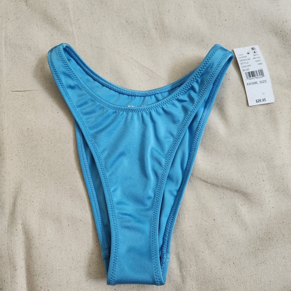 New PacSun Swim Eco Blue High-Cut Bikini Bottom Size XXS 2XS